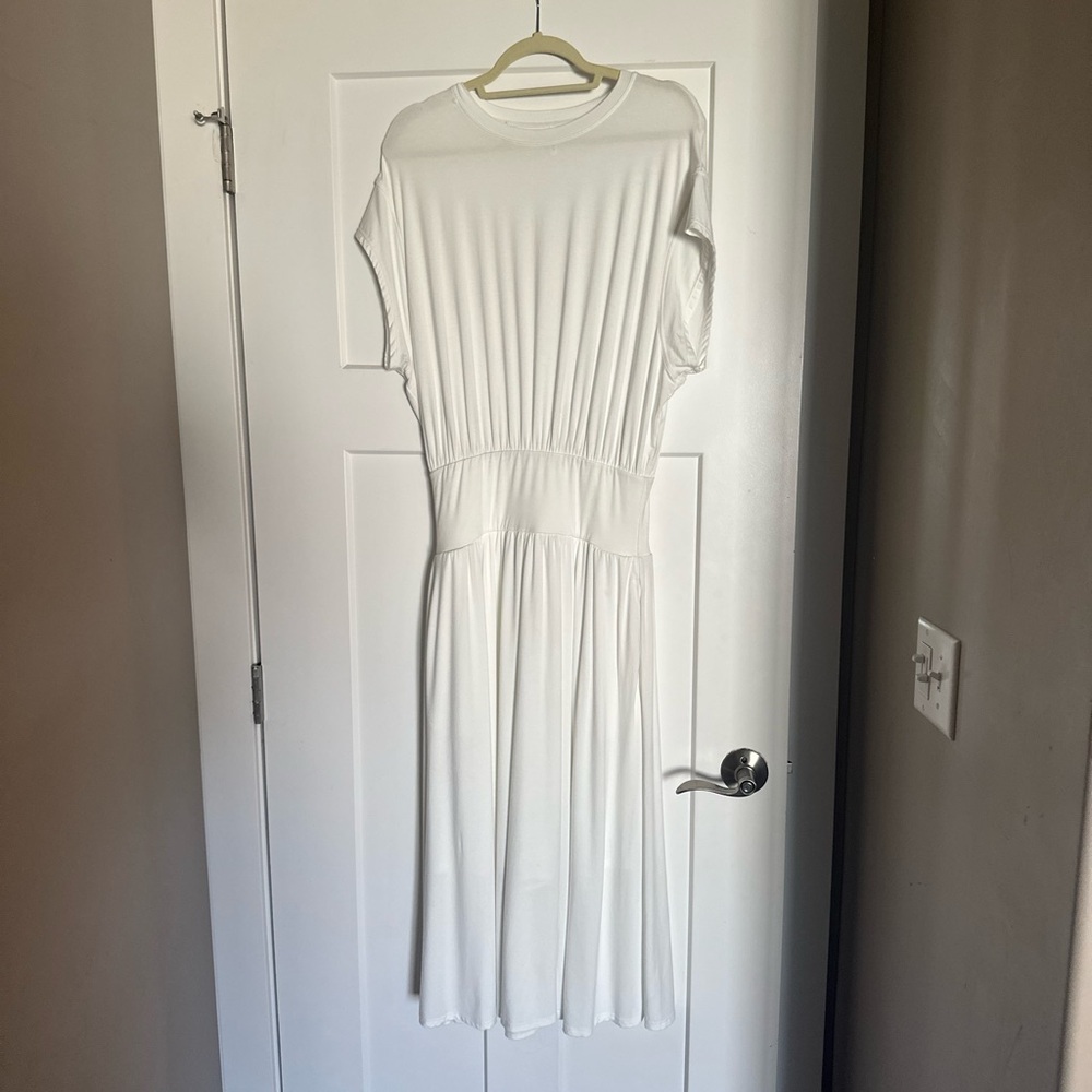 HALARA White Midi Dress